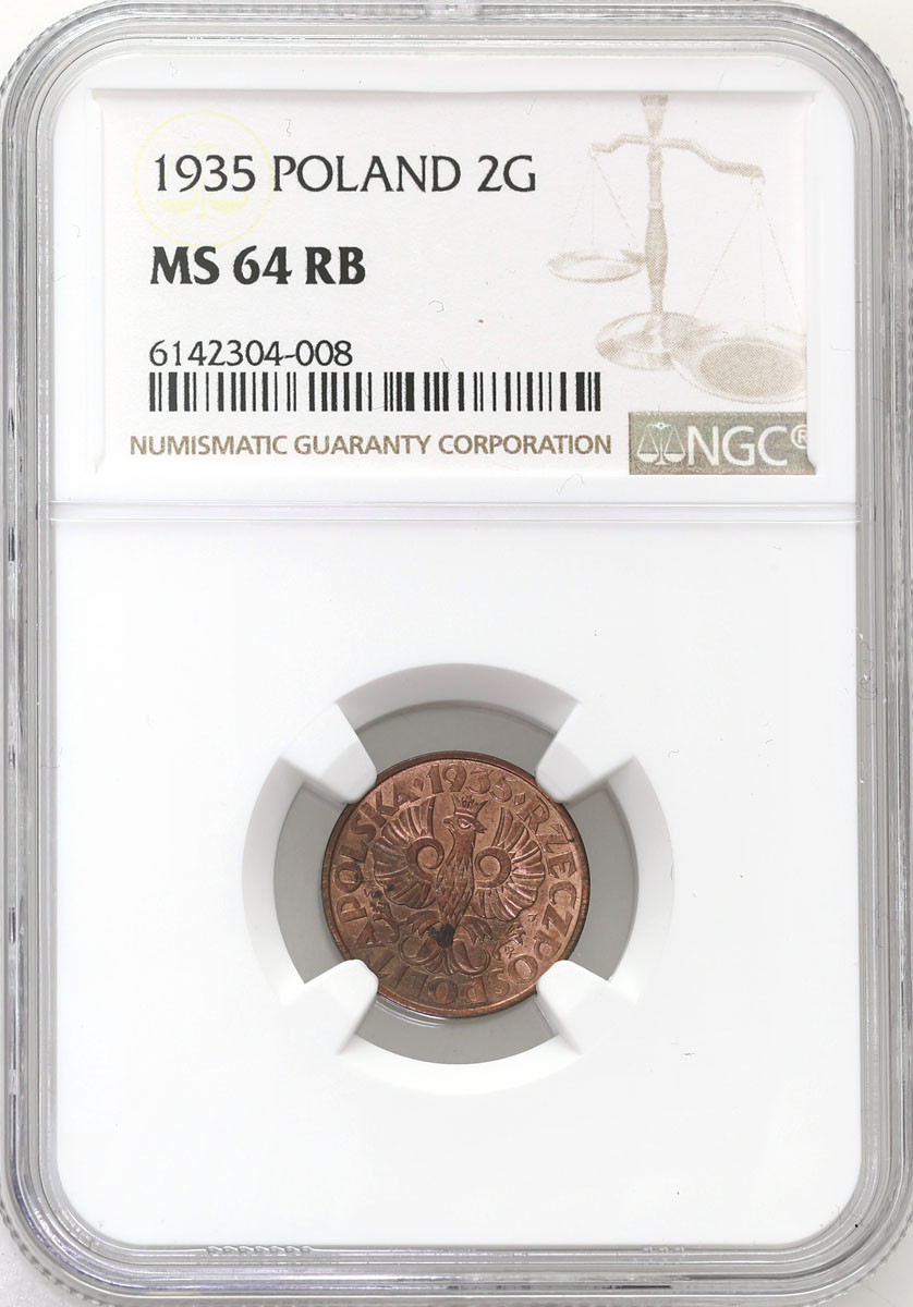 II RP. 2 grosze 1935 NGC MS64 RB